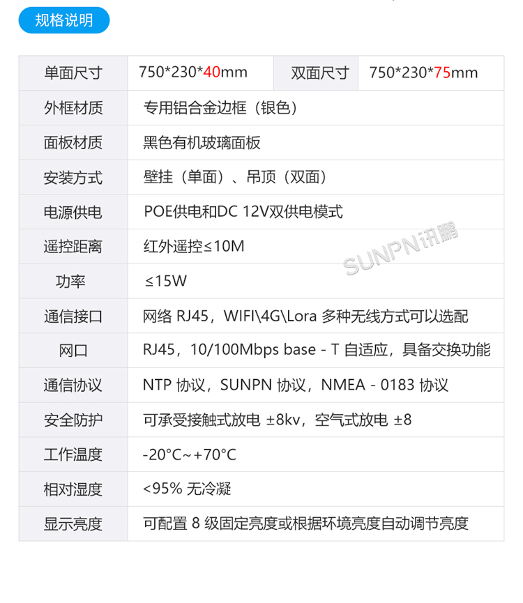 医院NTP电子时钟规格参数说明 医院NTP电子时钟规格参数说明